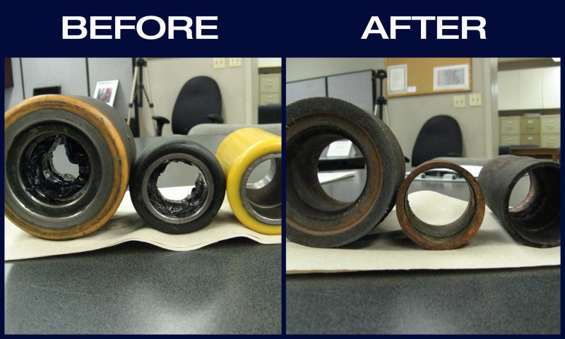 Tram Wheels Coated with Polymer